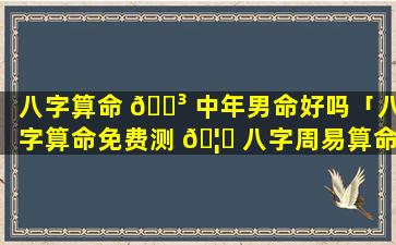 八字算命 🌳 中年男命好吗「八字算命免费测 🦅 八字周易算命」